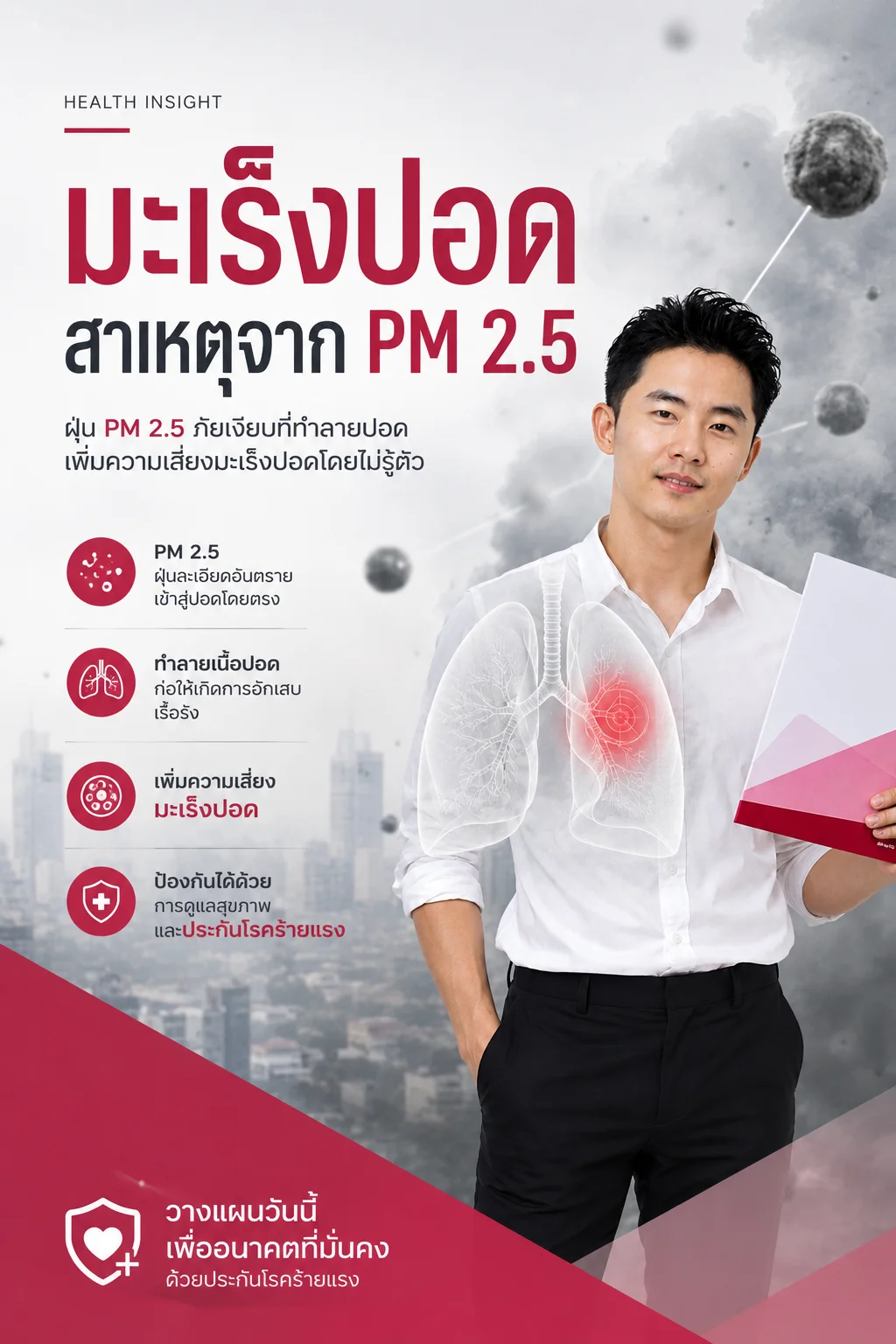 ฝุ่น PM 2.5 ขอนแก่น กับประกันโรคร้ายแรง AIA คุ้มครองมะเร็งปอด